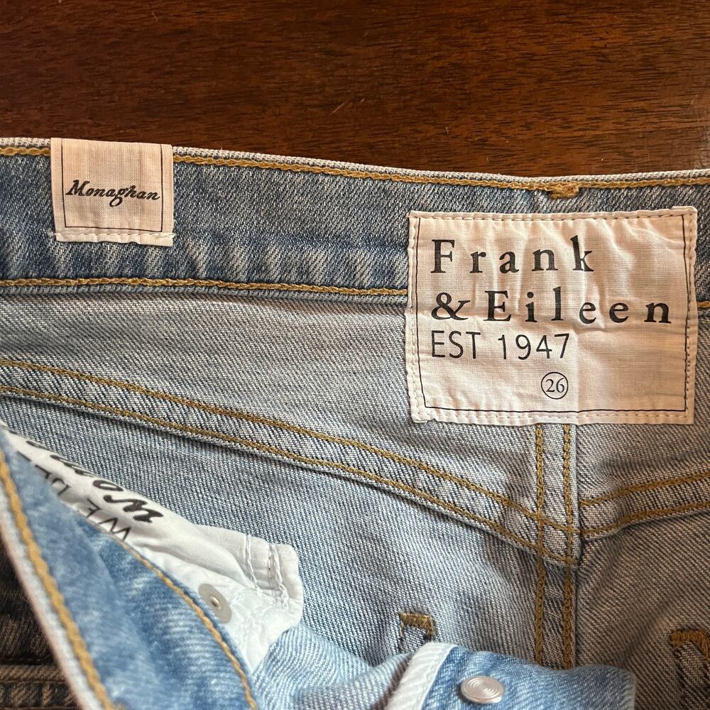 Frank & Eileen Jeans Monaghan Raw Hem Straight Leg Blue Light Wash Size 26 - Picture 6 of 10